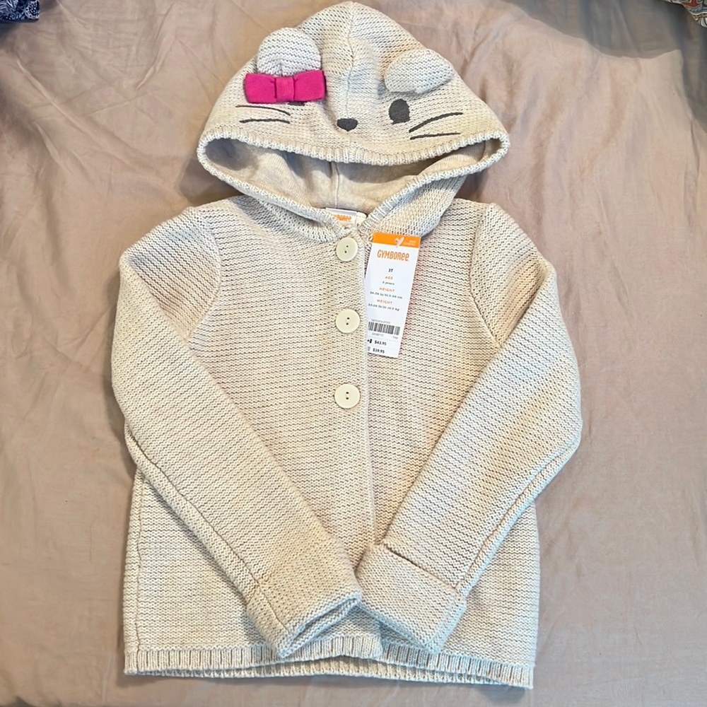 NWT Gymboree Hooded Sweater Jacket, 3T
